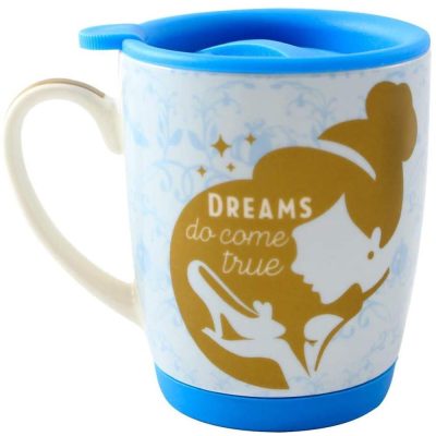 Caneca Com Tampa E Base De Silicone 350Ml - Cinderela Silhueta