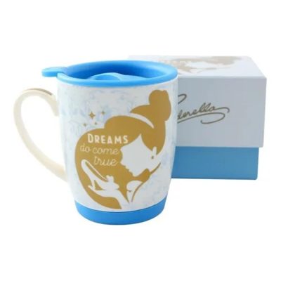 Caneca Com Tampa E Base De Silicone 350Ml - Cinderela Silhueta
