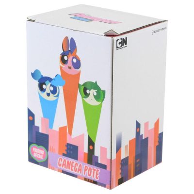 Caneca Pote Com Canudo Retratil 500Ml - Powerpuff Girls