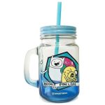 Caneca Pote De Vidro Com Canudo 450Ml - Adventure Time