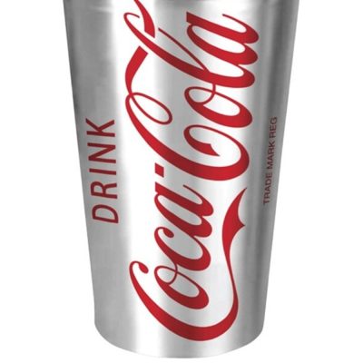Copo Canudo 500Ml - Coca-Cola Chrome Logo Prata