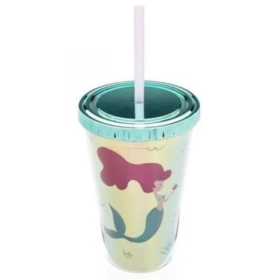 Copo Canudo 500Ml - Holográfico Brilho De Sereia