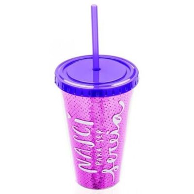 Copo Canudo 500Ml - Lantejoulas