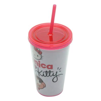 Copo Canudo 500Ml - Mônica E Hello Kitty