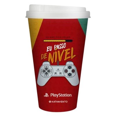 Copo Para Viagem 550Ml – Playstation Eu Passo De Nível