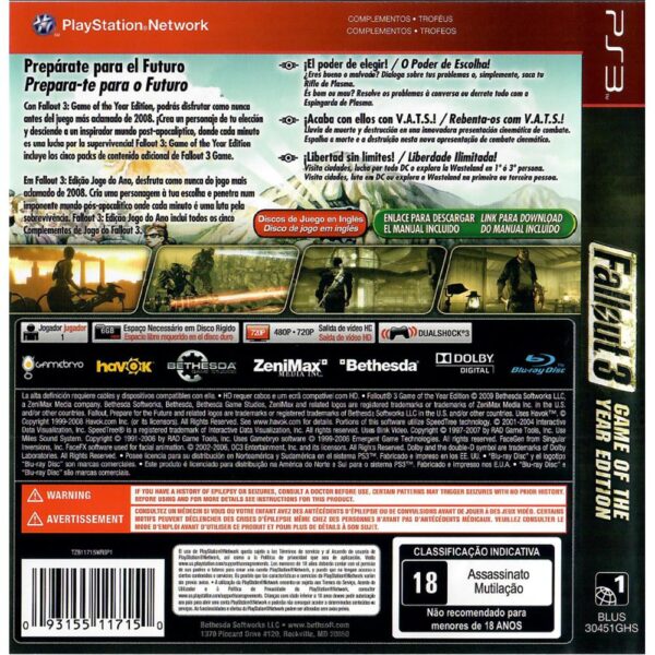 Fallout 3 Game Of The Year Edition - Ps3 (Greatest Hits)