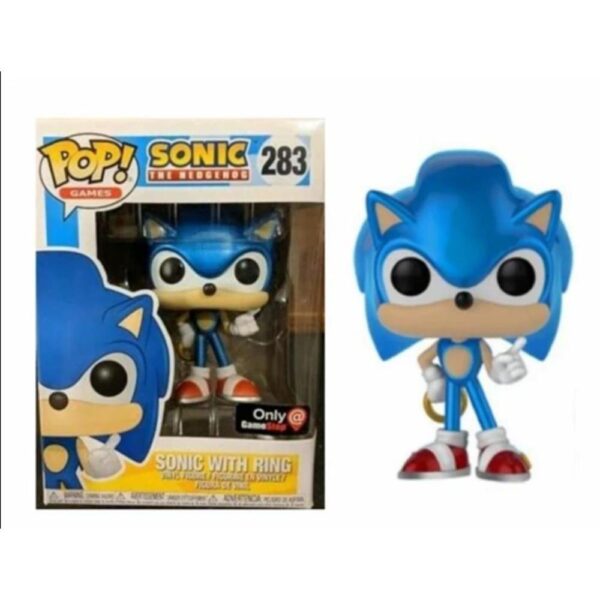 Funko Pop Games - Sonic The Hedgehog Sonic With Ring 283 (Metallic) (Only Gamestop) (Vaulted)