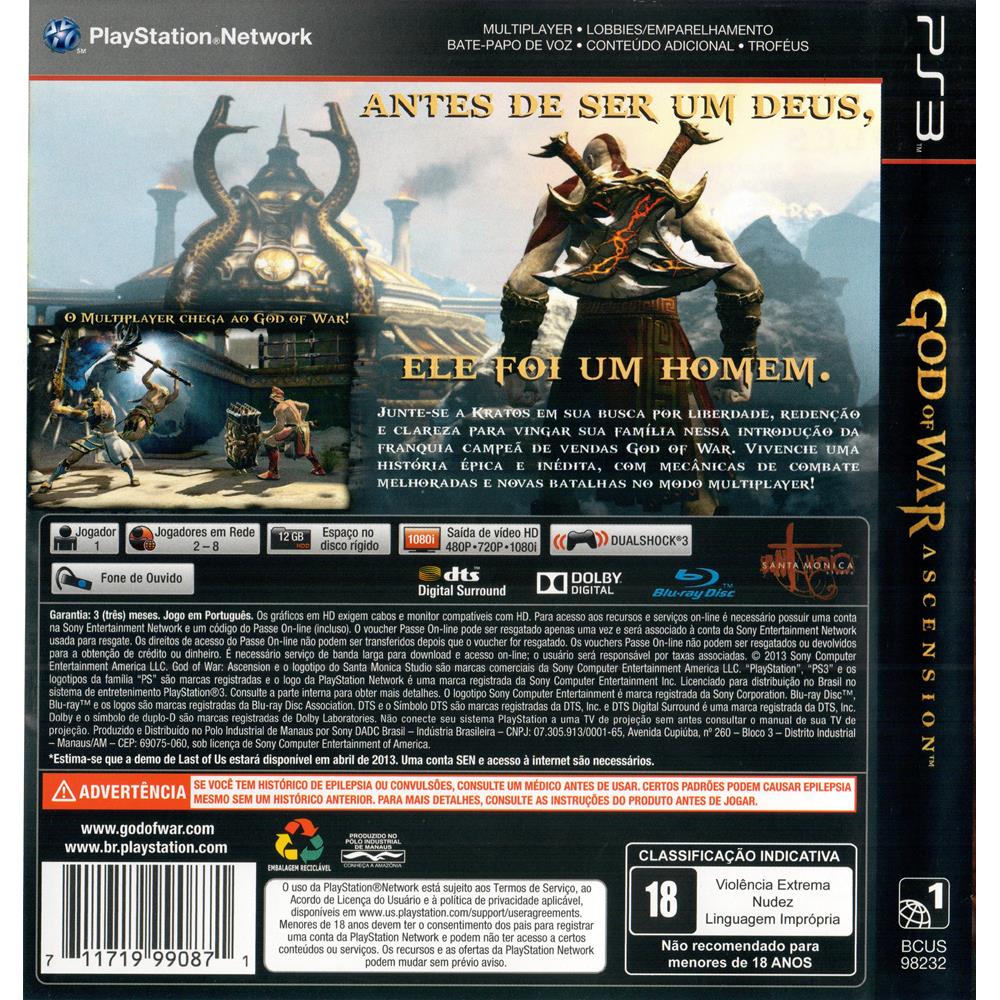 Jogo Ps3 God Of War Ascension, Jogo de Videogame Jogo-Ps3-God-Of-War-Ascension  Usado 56099784