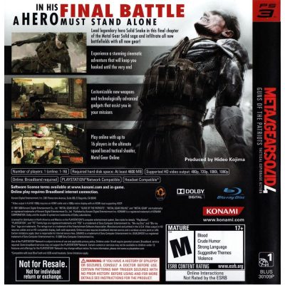 Metal Gear Solid 4 Guns Of The Patriots - Ps3