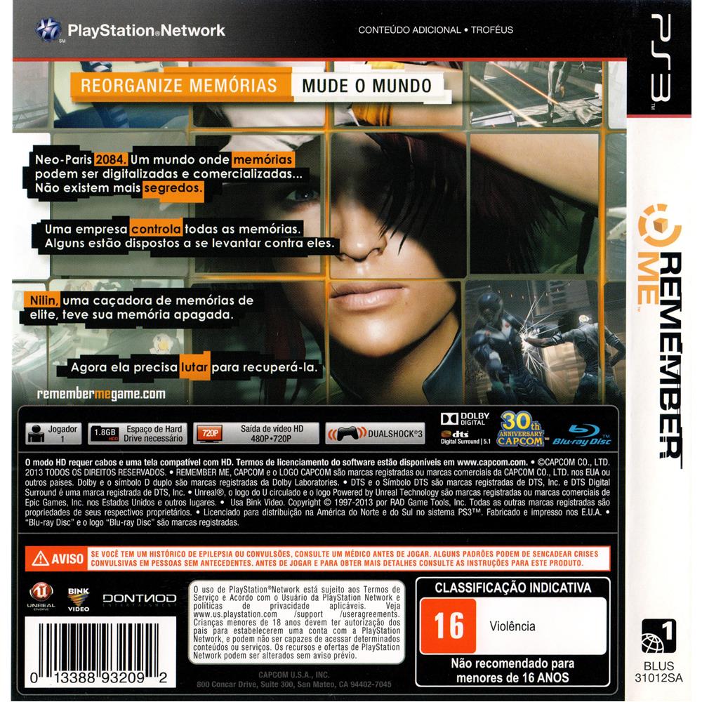 Jogo Remember Me - Xbox 360 - Mídia Física - Original