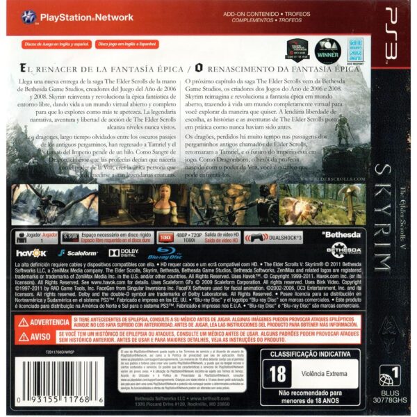 The Elder Scrolls V Skyrim - Ps3 (Greatest Hits) #1