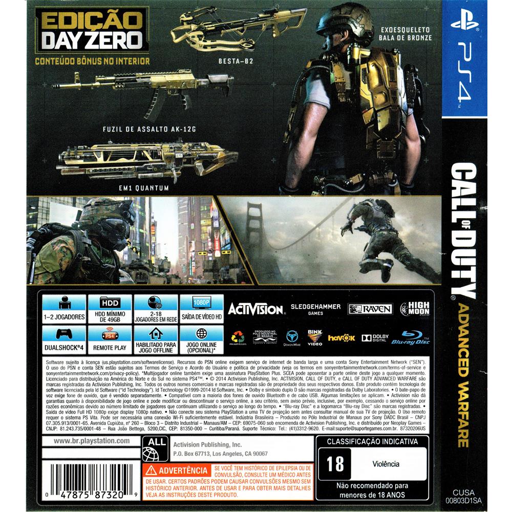 Call Of Duty: Advanced Warfare - Edição Day Zero - PS3 - GAMES E