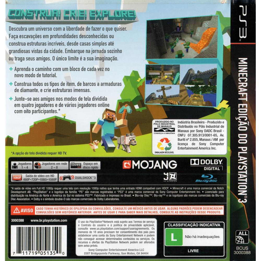 Jogo Minecraft para Ps3 original e usado seminovo