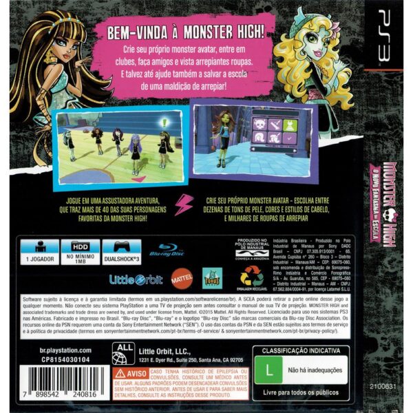 Monster High O Novo Fantasma Da Escola - Ps3