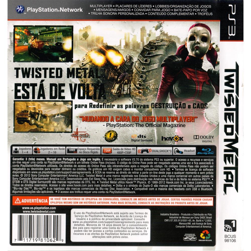 Jogo Twisted Metal PS3 Usado - Meu Game Favorito