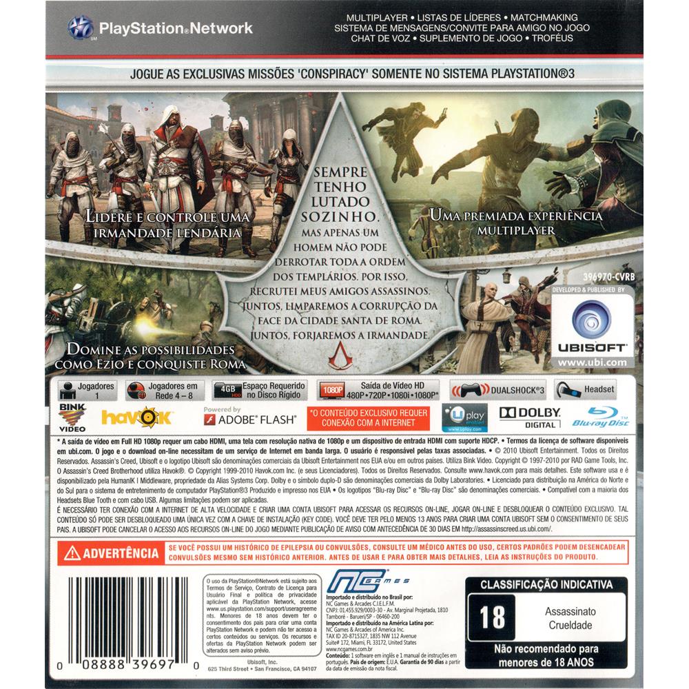 Assassin's Creed Brotherhood - PS3 (SEMI-NOVO)