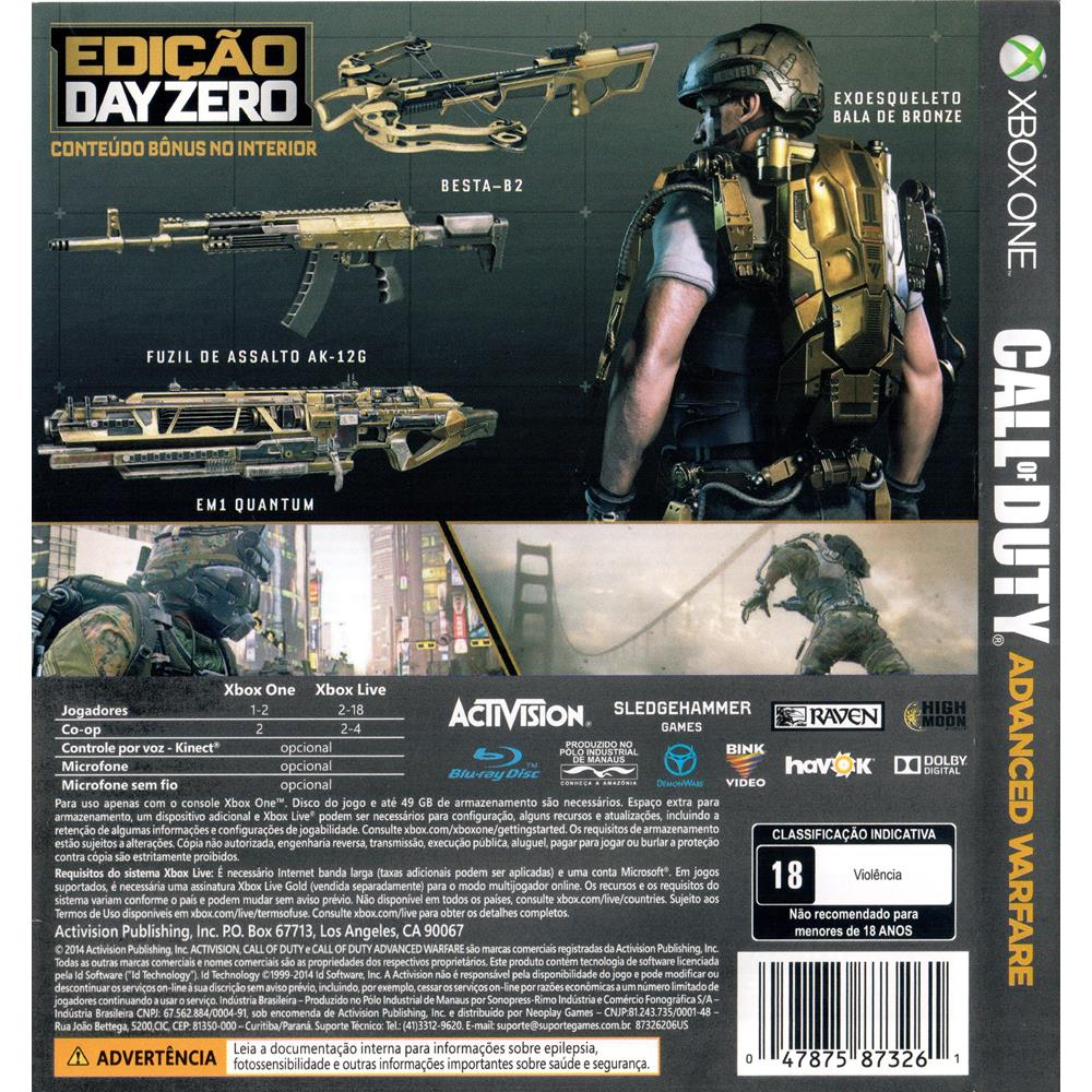 Jogo Call of Duty: Advanced Warfare Edição Day Zero (Seminovo) - Xbox -  XonGeek - O Melhor em Games e Tecnologia você encontra aqui!