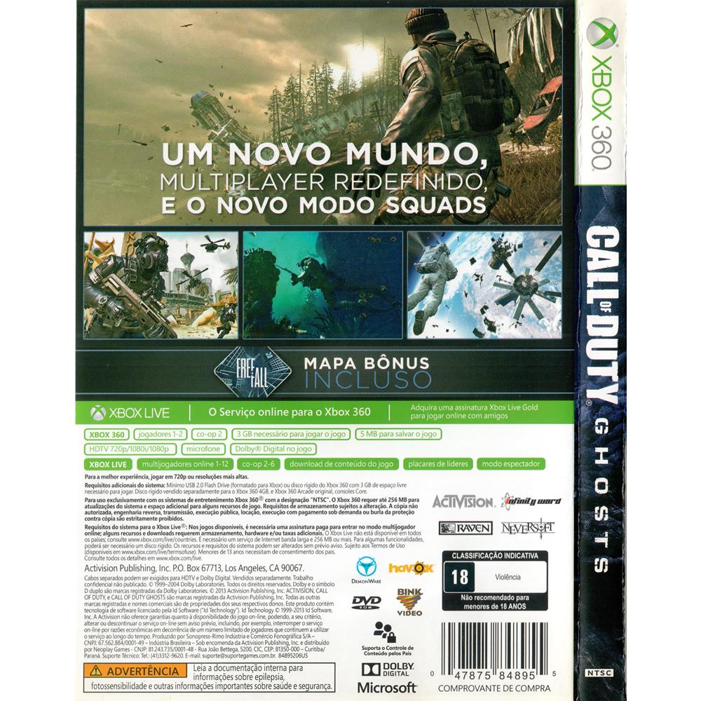 Call Of Duty Ghosts Xbox 360 Original Jogo De Tiro E Ação