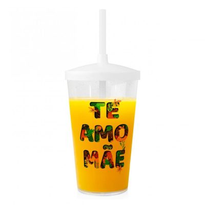 Copo Canudo 450Ml - Te Amo Mãe (Sem Caixa)