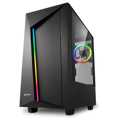 Gabinete Sharkoon Rev100, Mid Tower, Rgb, Com Fan, Lateral Em Vidro Temperado - Rev100