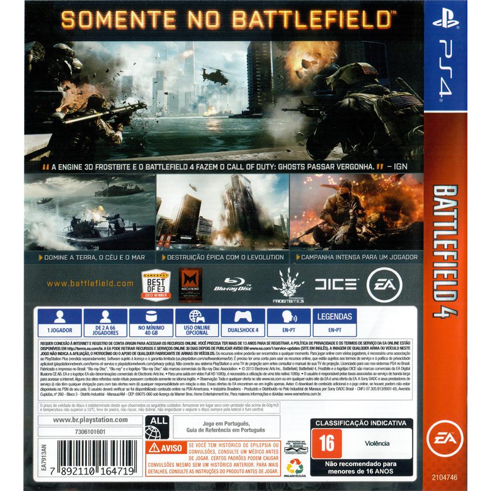 GTAGAMES - PS4. BATTLEFIELD 4 . DUBLADO EM PORTUGUÊS . NOVO