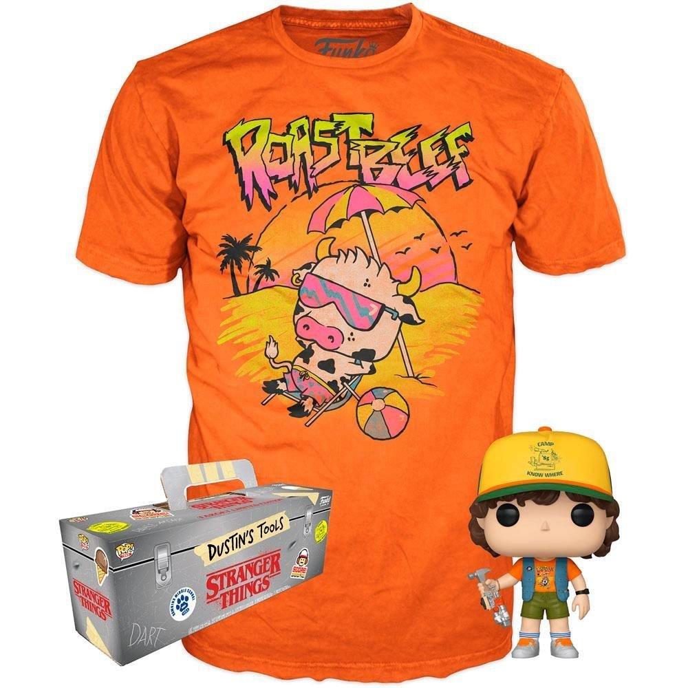 Funko Pop Tees - Stranger Things - Dustin's Tools (Pop 828 + Camiseta Roast Beef Gg)