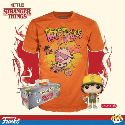 Funko Pop Tees - Stranger Things - Dustin's Tools (Pop 828 + Camiseta Roast Beef Gg)