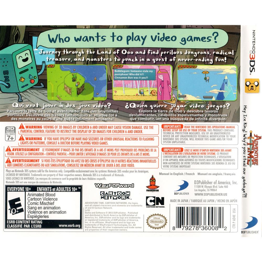 Adventure Time: Hey Ice King! Why´D You Steal Our Garbage - Nintendo 3Ds