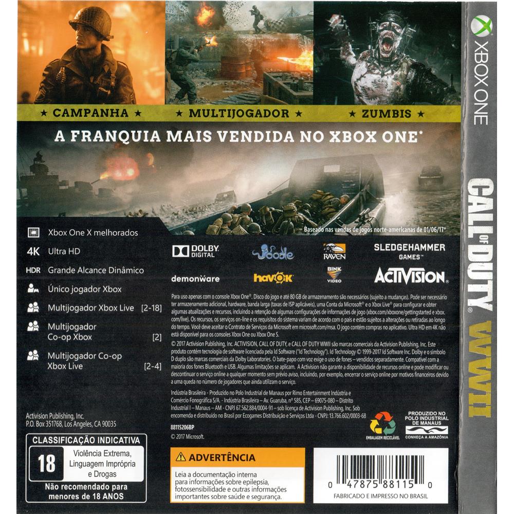 Call Of Duty Wwii Xbox One #3 (Jogo Mídia Física) (Com Detalhe) - Arena  Games - Loja Geek