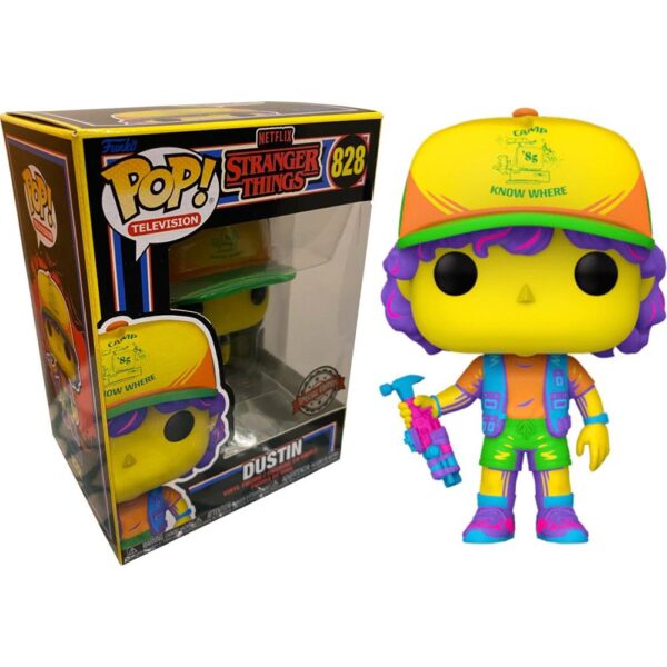 Funko Pop Television - Stranger Things Dustin 828 (Neon Black Light) (Special Edition) #1