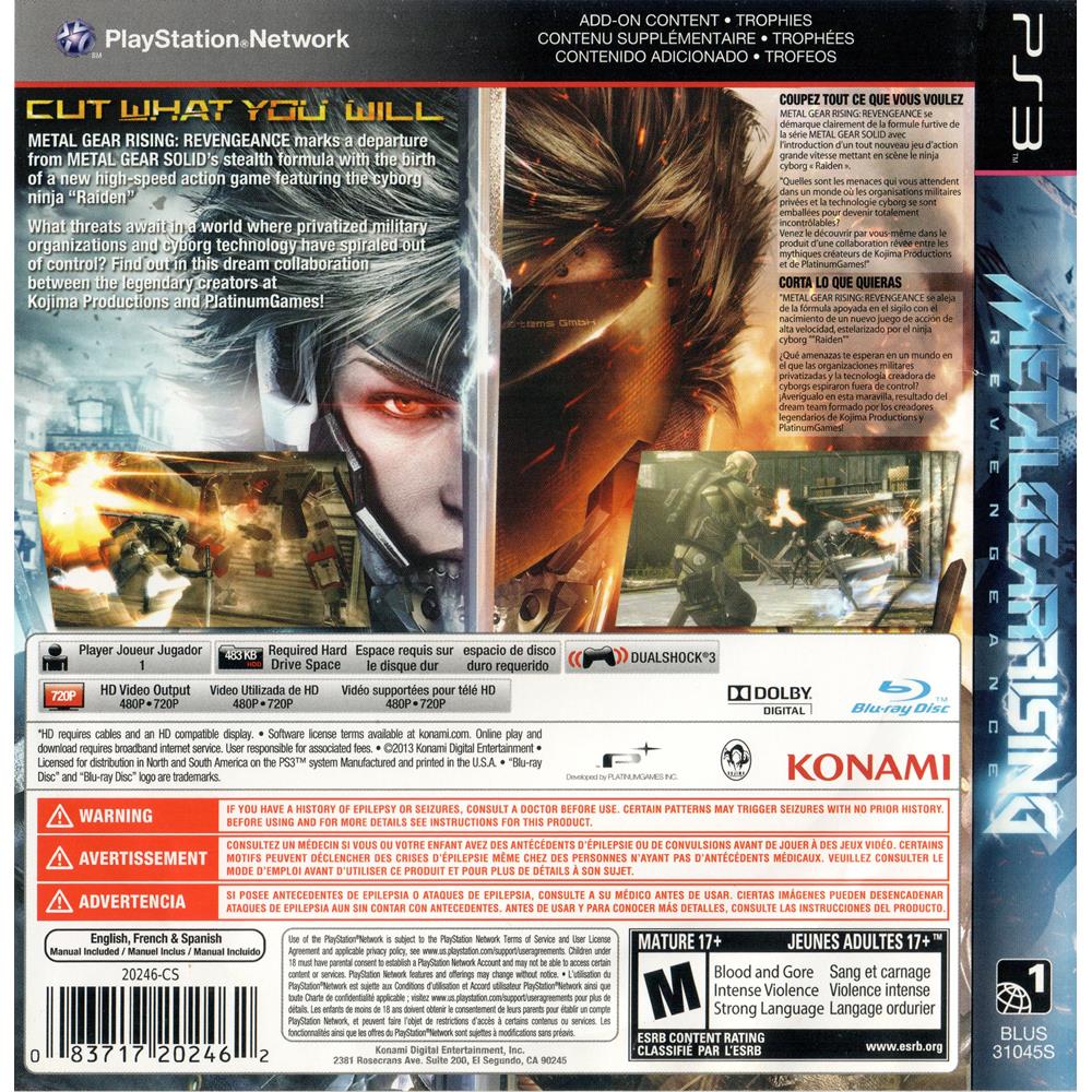 jogo metal gear rising revengeance ps3 midia fisica usado - Página 27 -  Busca na Mundo Joy Games - Venda, Compra e Assistência em Games e  Informática