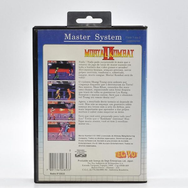 Mortal Kombat 2 - Master System Original (Com Caixa E Poster)