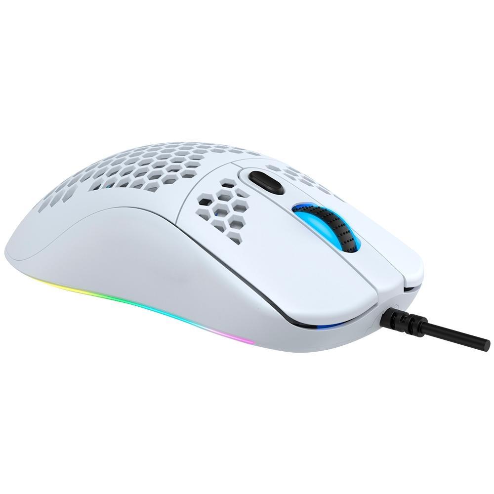 Mouse Force One Gripen, 12000Dpi, 7 Botões, Ambidestro, Rgb, Branco