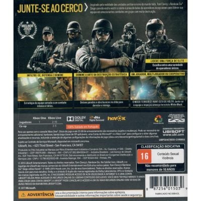 Rainbow Six Siege Xbox One (Mídia Física)