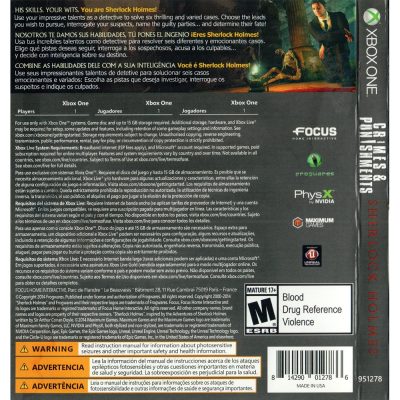 Sherlock Holmes Crimes And Punishments Xbox One (Jogo MÃdia FÃsica)