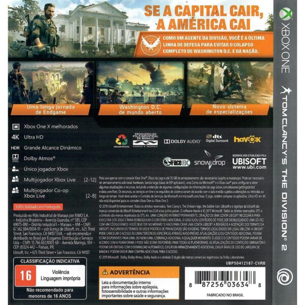 Tom Clancys The Division 2 Xbox One (Jogo Mídia Física)