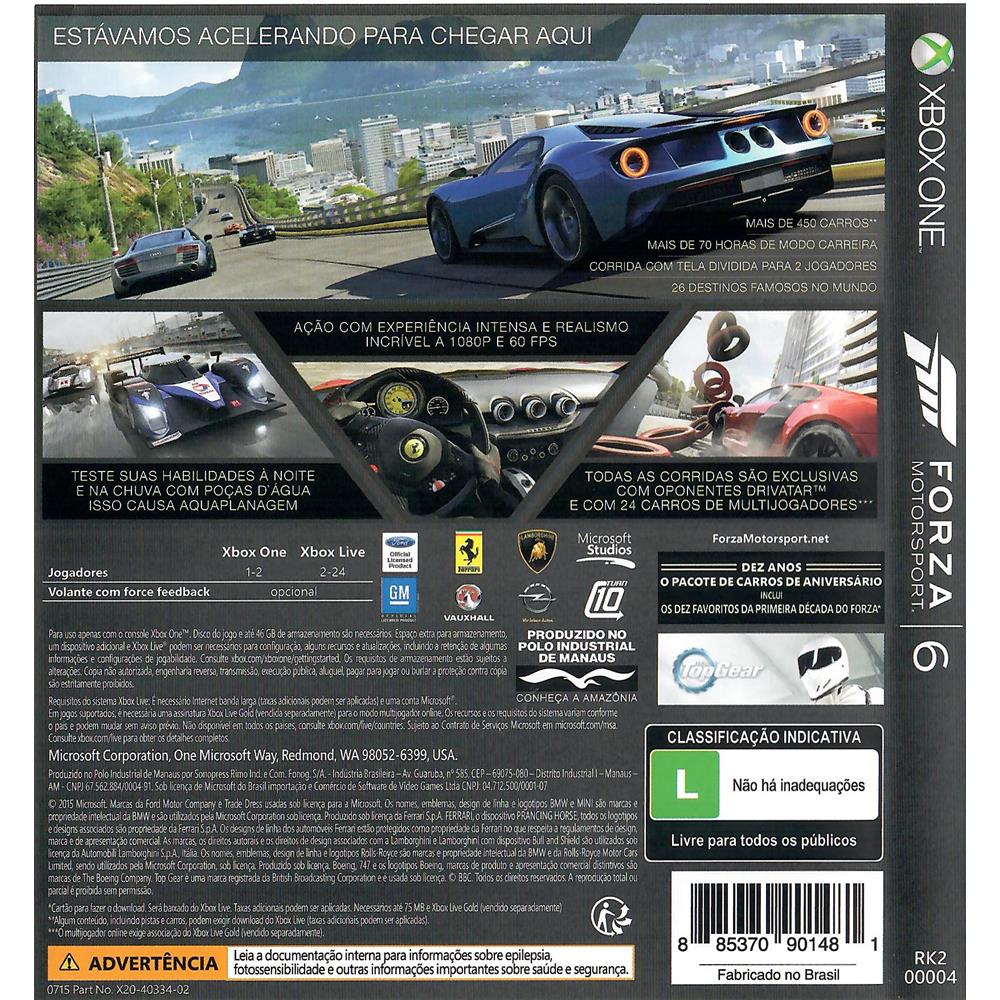 Forza Motorsport 6 Xbox One #3 (Jogo Mídia Física) (Com Detalhe) - Arena  Games - Loja Geek