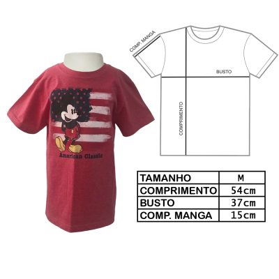 Camiseta Infantil Mickey American Classic (Tam M) (Exposição)