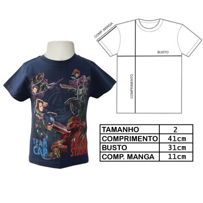 Camiseta Infantil Vingadores Guerra Civil (Tam 2) (Exposição)