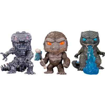 Funko Pop Godzilla Vs. Kong - 3-Pack Com Kong With Battle Axe + Godzilla With Heat Ray + Mechagodzilla - Movies