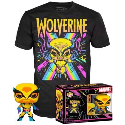Funko Pop Wolverine 802 (Black Light) + Camiseta G (Box Pop Tees)
