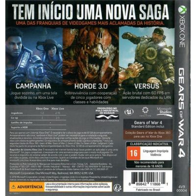 Gears Of War 4 Xbox One #1 (Jogo Mídia Física)