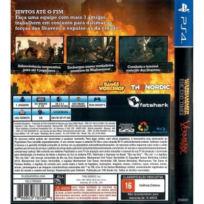 Warhammer End Times Vermintide Ps4 (Jogo Mídia Física)