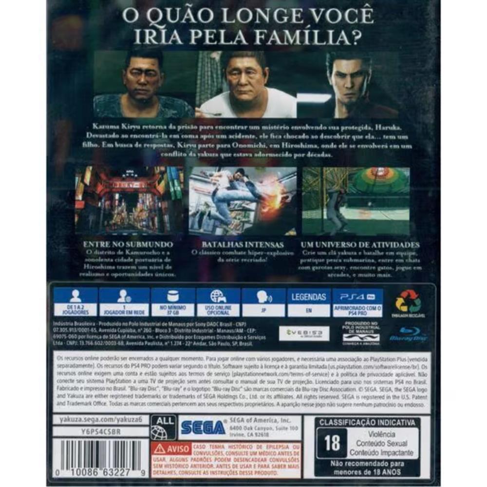 Yakuza 6 The Song Of Life Ps4 (Jogo Mídia Física)