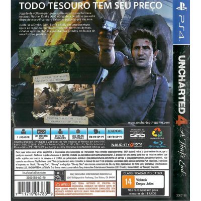 Uncharted 4 A Thiefs End Ps4 - Jogo Mídia Física -