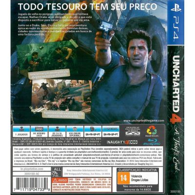 Uncharted 4 A Thiefs End Ps4 - Jogo Mídia Física -