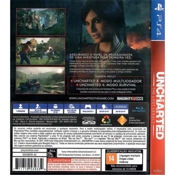 Uncharted The Lost Legacy Playstation Hits Ps4 - Jogo Mídia Física