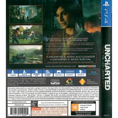 Uncharted The Lost Legacy Ps4 #2 - Jogo Mídia Física -