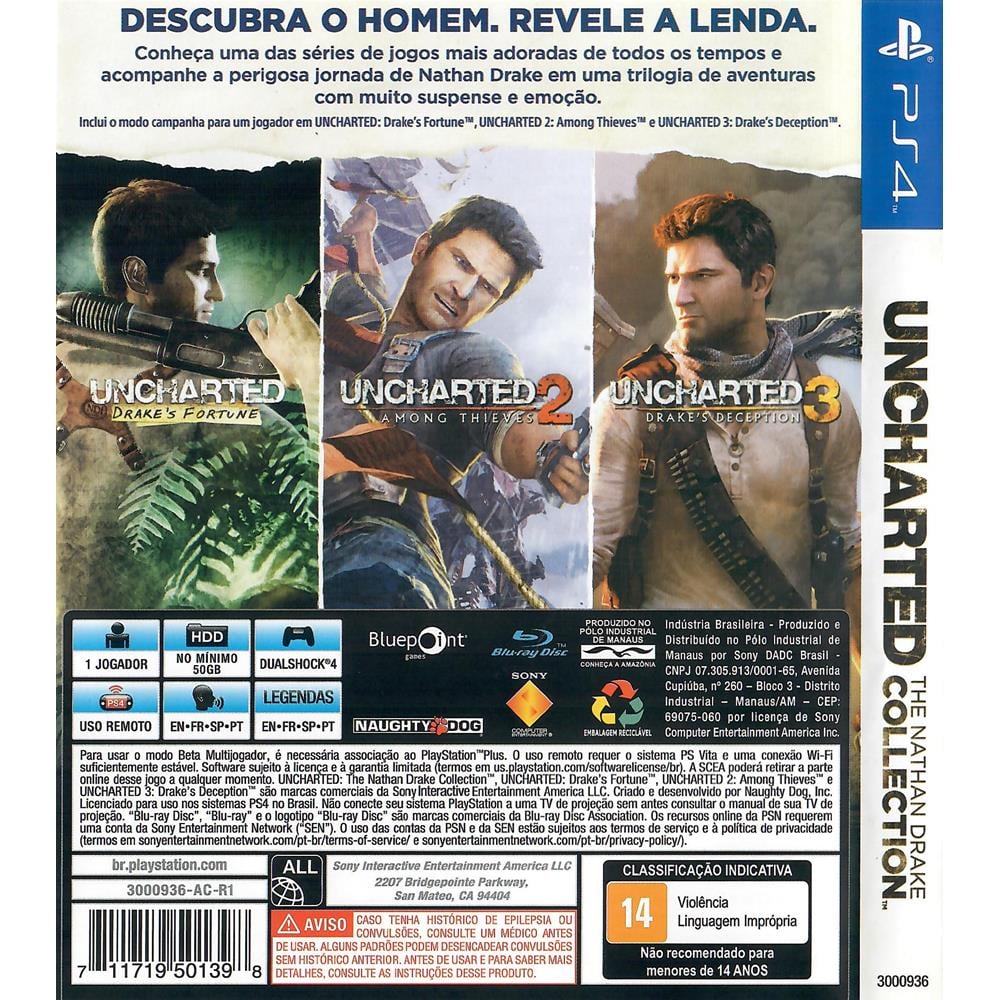 Coleção Uncharted ps3 psn - Donattelo Games - Gift Card PSN, Jogo