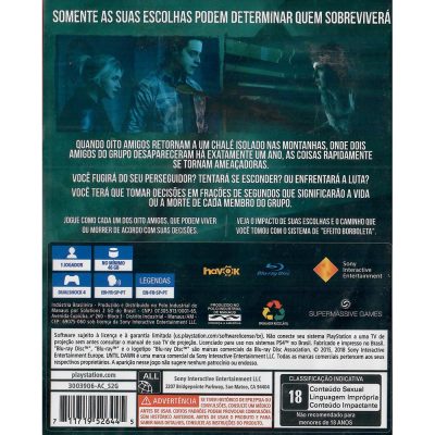 Until Dawn Playstation Hits Ps4 (Jogo Mídia Física)